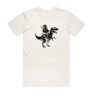 Dino Santa (Black) - Christmas T-Shirt - Natural