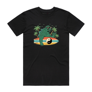 Godzilla Surfer - Graphic T-Shirt - Black