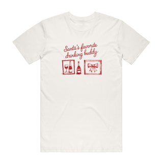 Santa's Favorite Drinking Buddy - Christmas T-Shirt - Natural