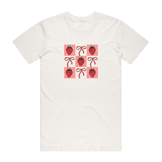 Strawberry Check - Graphic T-Shirt - Natural