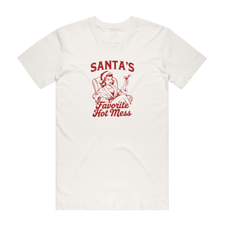 Santa's Favorite Hot Mess - Christmas T-Shirt - Natural