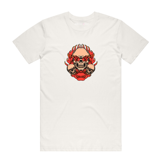 Flame Skulls - Halloween T-Shirt - Natural