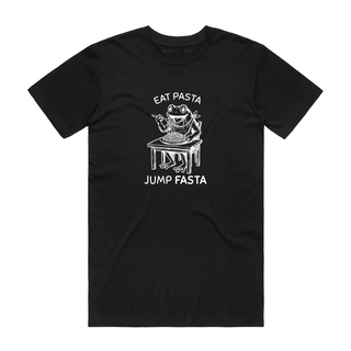 Eat Pasta Jump Fasta (Frog) - Funny T-Shirt - Black