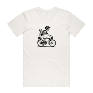 Skeleton Dad Biker And Son - Dad T-Shirt - Natural