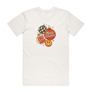 Merry Christmas (Baubles) - Christmas T-Shirt - Natural