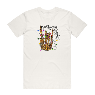 Merry And Bright Bones - Christmas T-Shirt - Natural