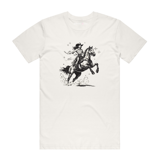 Riding Cowgirl - Graphic T-Shirt - Natural