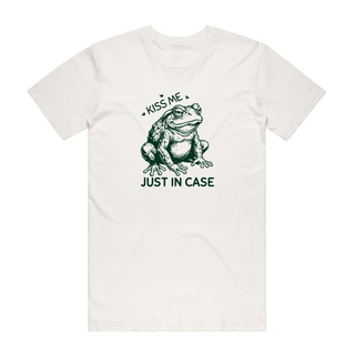 Kiss Me Just In Case - Funny T-Shirt - Natural
