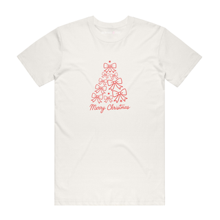 Merry Christmas (Bow) - Christmas T-Shirt - Natural
