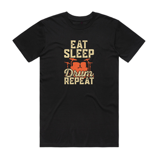 Eat Sleep Drum Repeat - Music T-Shirt - Black
