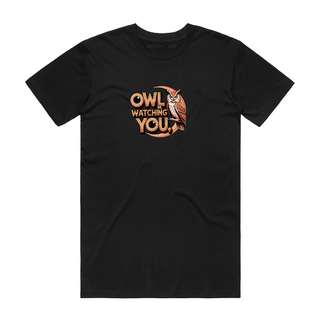 Owl Watching You - Graphic T-Shirt - Black