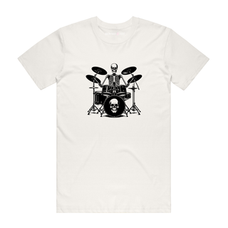 Skeleton Drummer - Music T-Shirt - Natural