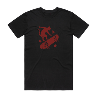 Cat Skateboarding - Cat T-Shirt - Black