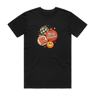 Merry Christmas (Baubles) - Christmas T-Shirt - Black