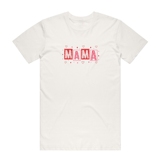 Mama (Red Hearts) - Mum T-Shirt - Natural