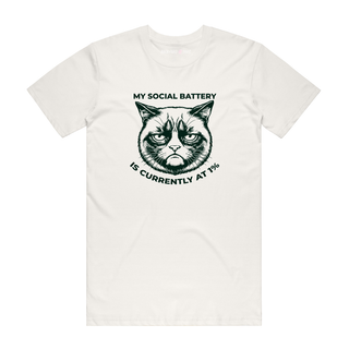 Social Battery - Funny T-Shirt - Natural