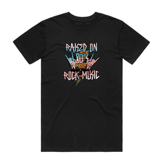 Raised On 80's Rock Music - Muisc T-Shirt - Black