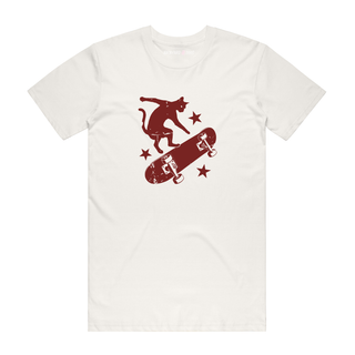 Cat Skatboarding - Cat T-Shirt - Natural