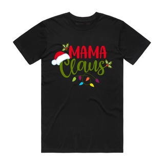 Mama Claus Lights - Black - Christmas Tee
