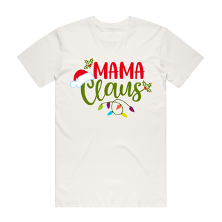 Mama Claus Lights - Natural - Christmas Tee